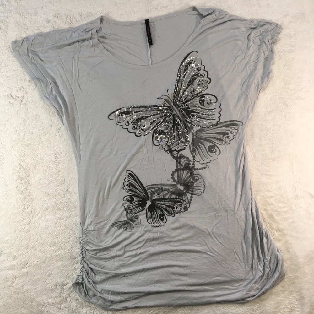 Candy Rain 3X grey shirt with butterflies